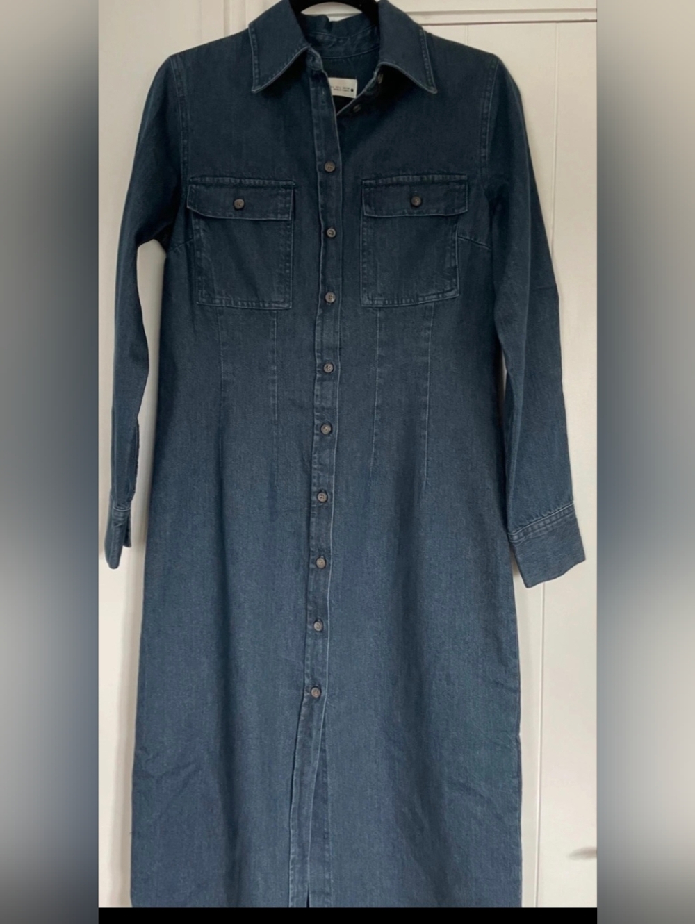 Women's Dark Denim Button-Front Shirt Dress